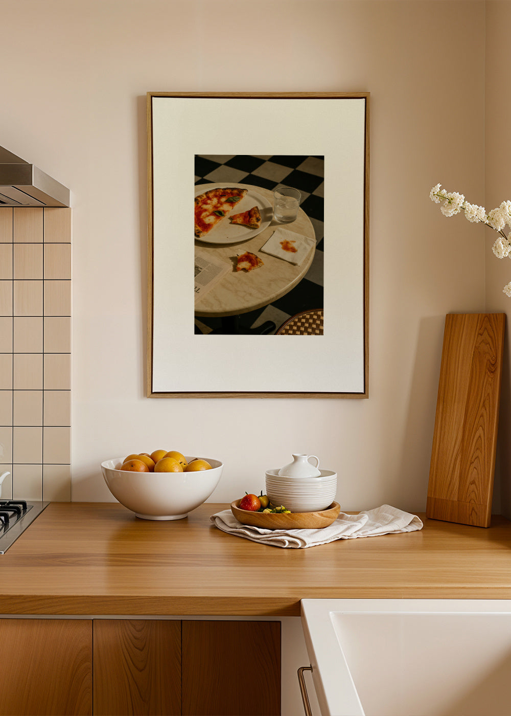 Pizza Break - Framed canvas in an interior