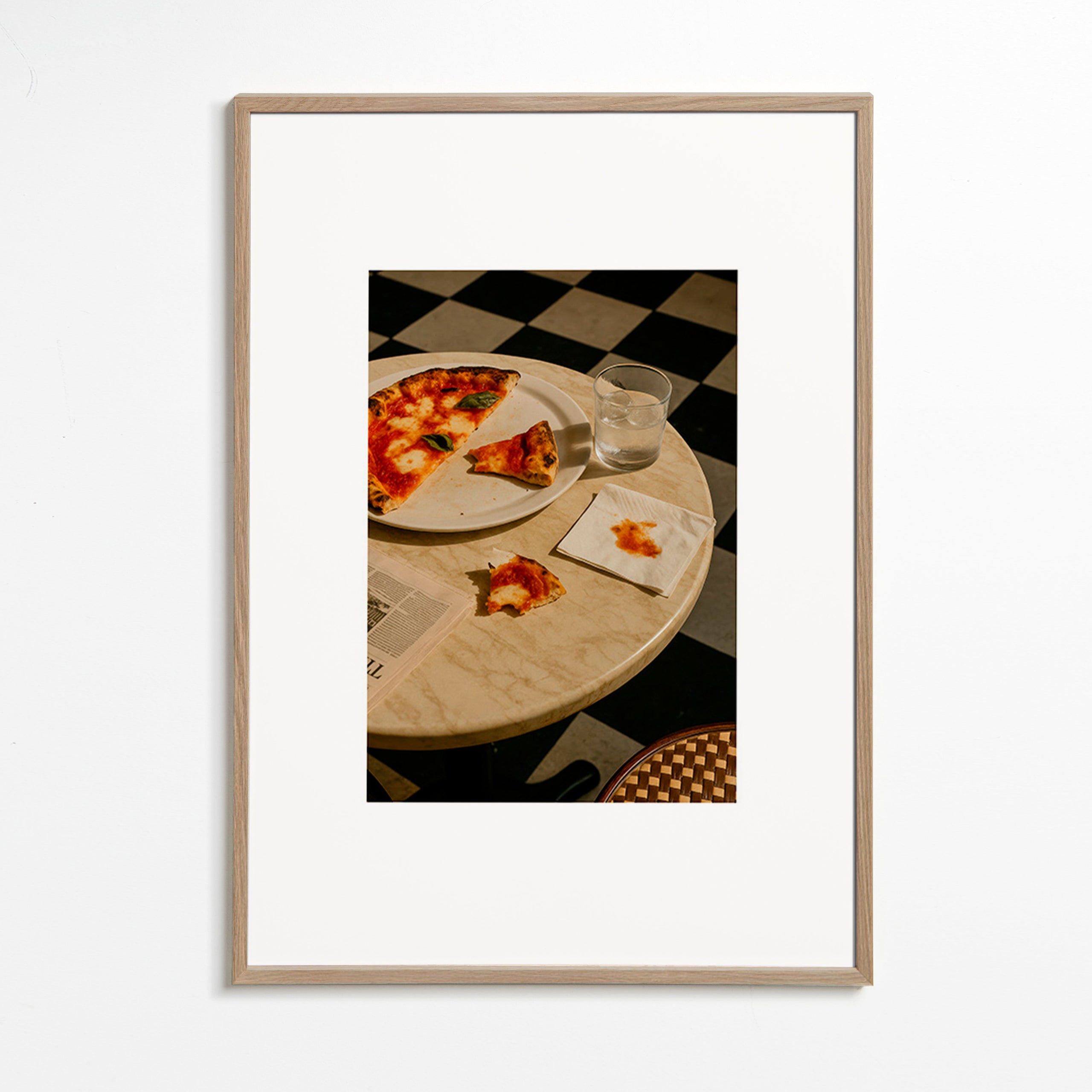 Cuadro de cocina con pizza sobre mármol – Oak Frame