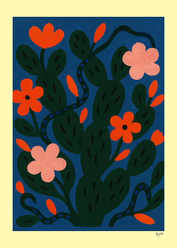 Lámina botánica con flores nocturnas