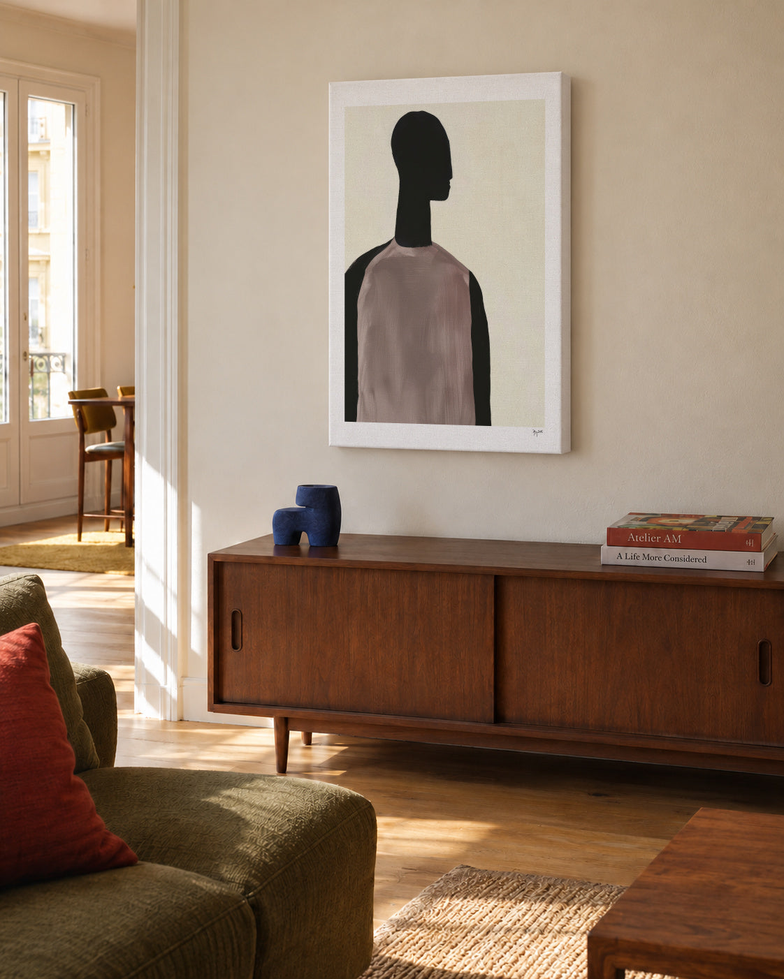 Shadow Portrait - Unframed canvas in an interior