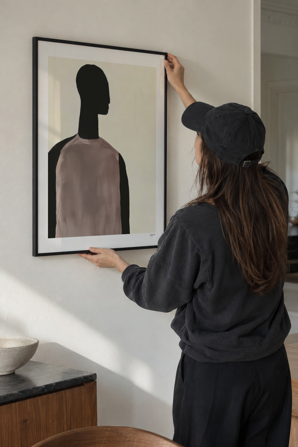 Shadow Portrait - Framed poster in an interior