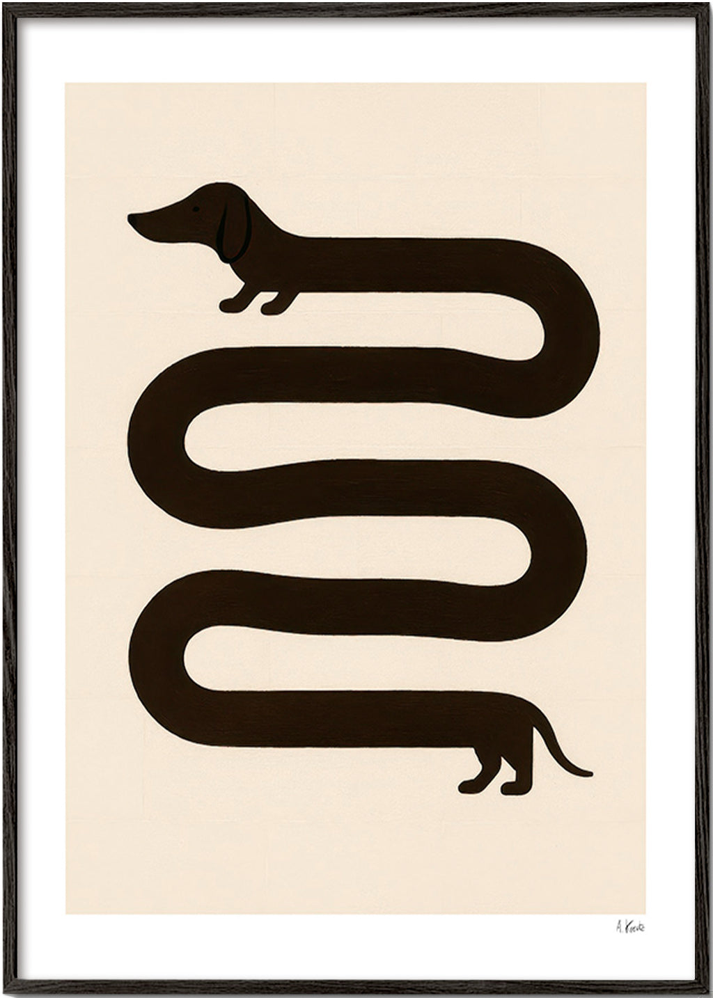 Cuadro perro alargado minimalista – Black Frame