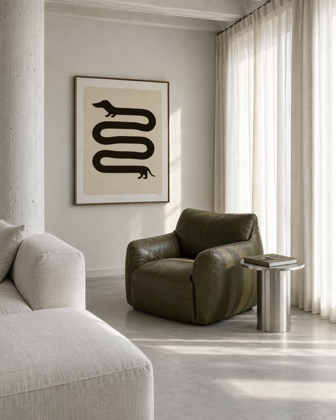 Long Dog - Framed canvas in an interior