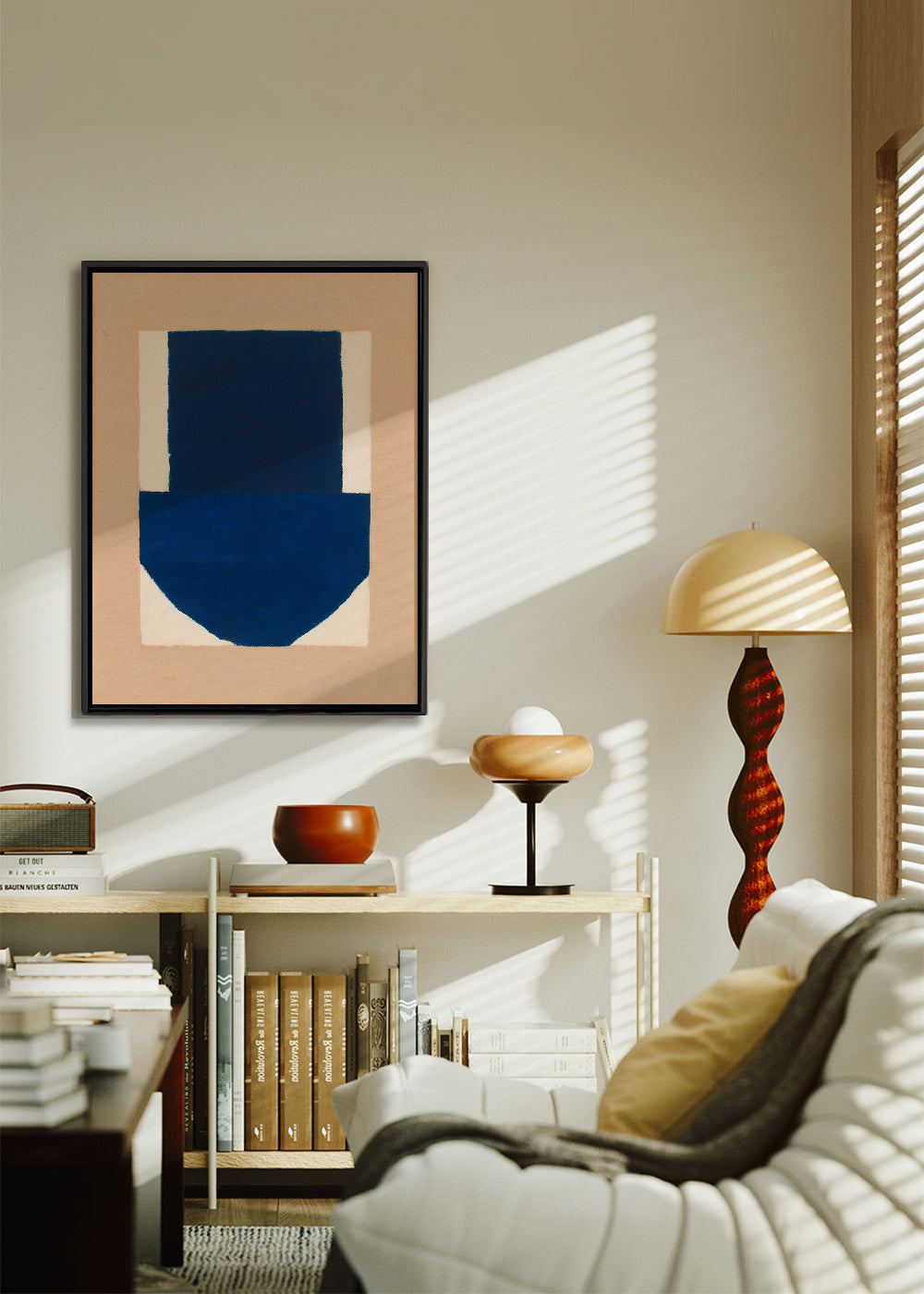Cuadro geométrico azul y beige – Canvas2