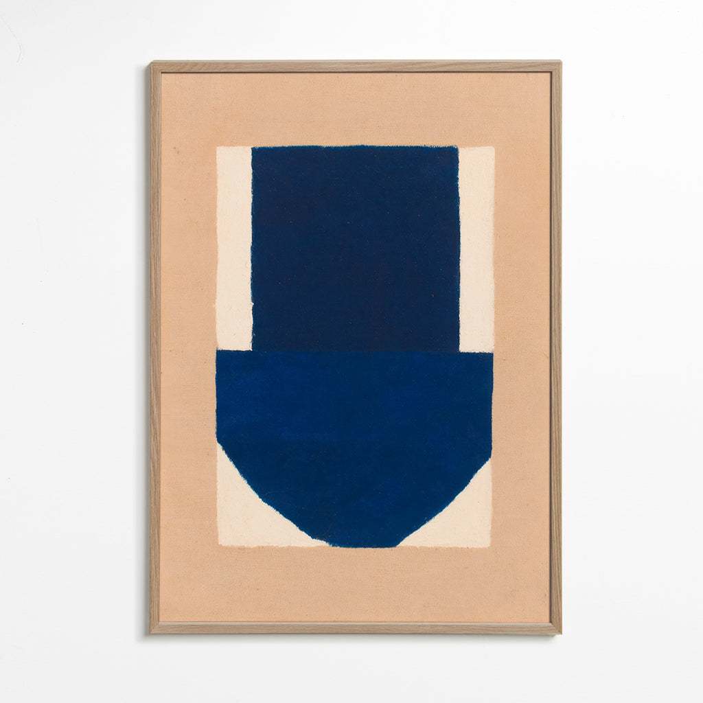 Cuadro geométrico azul y beige – Oak Frame