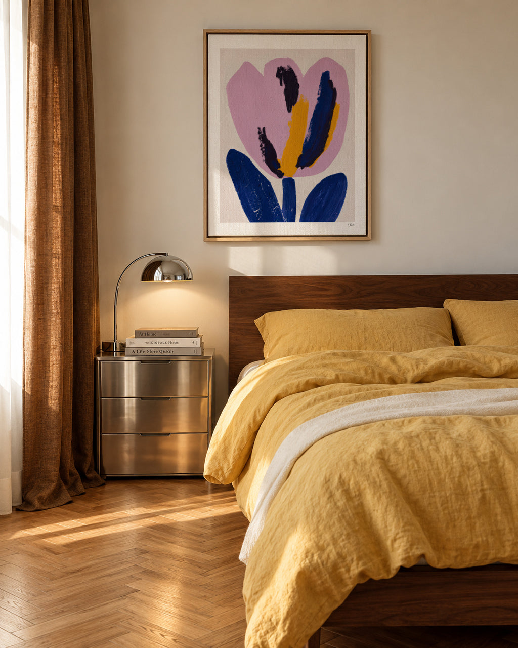 Pink Petal - Framed canvas in an interior