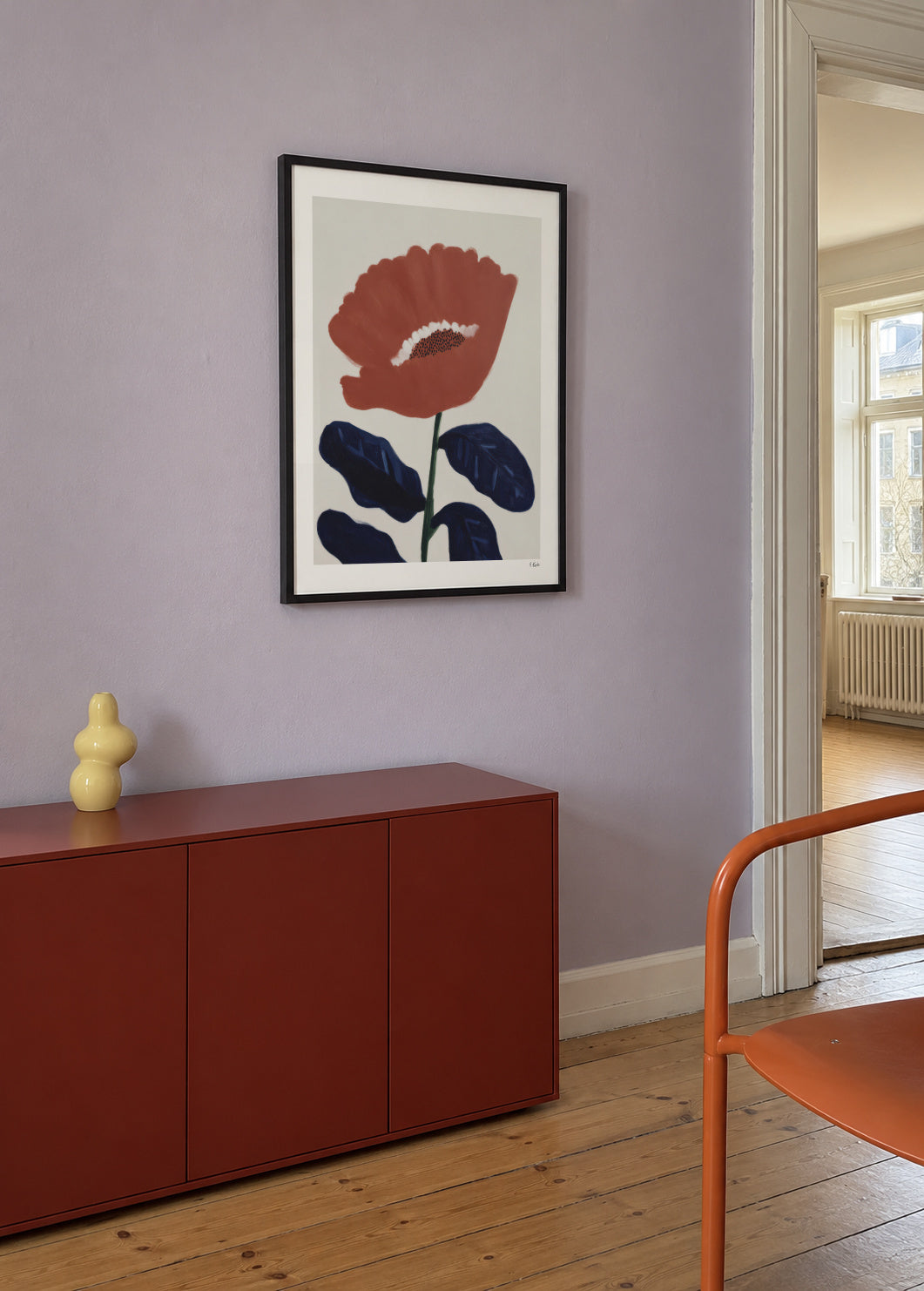 Coral Flower - Framed poster in an interior