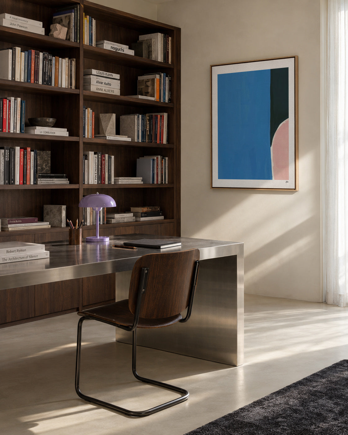 Soft Edge Blue - Framed canvas in an interior