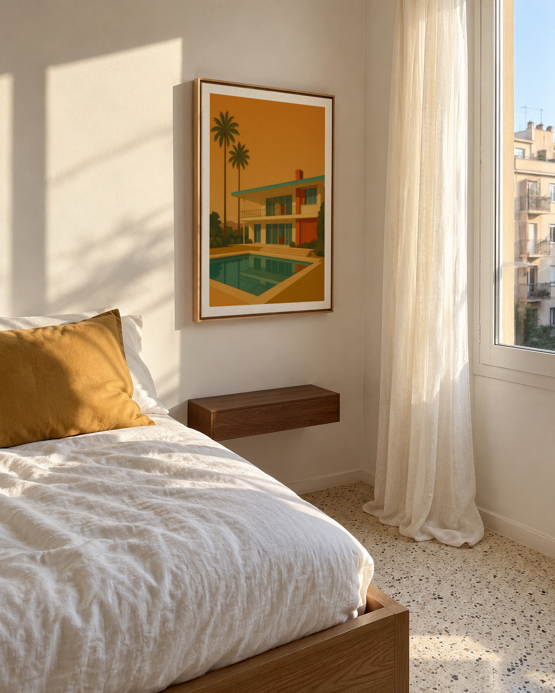 Golden Hour Oasis - Framed canvas in an interior