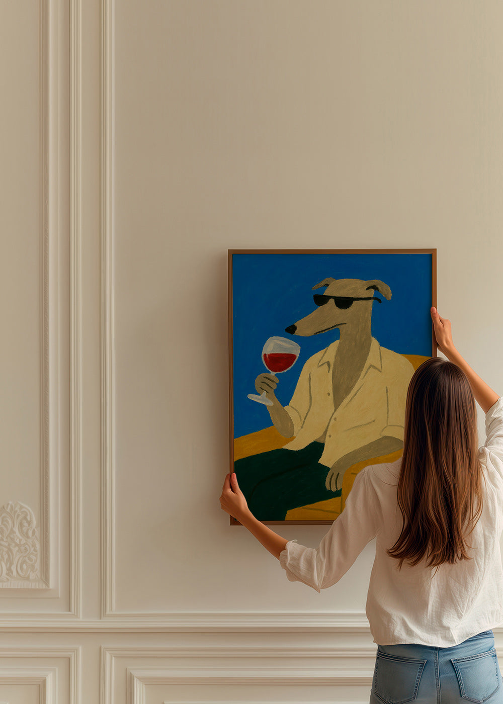 Cuadro de cocina: galgo con copa de vino – Product2