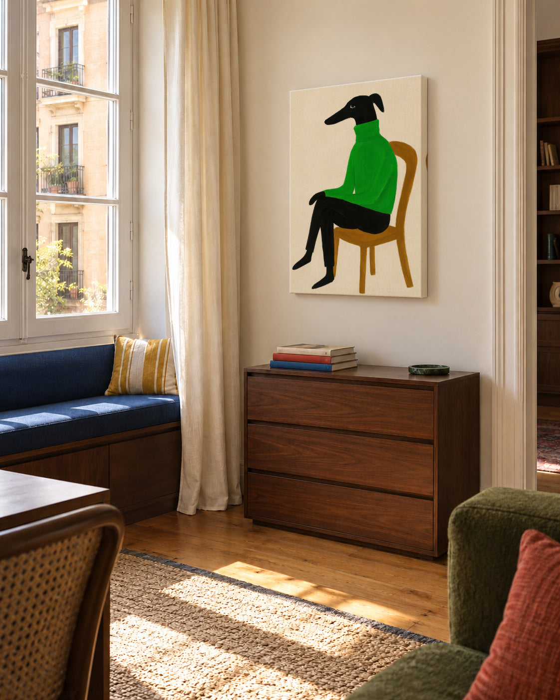 Green Turtleneck - Unframed canvas in an interior