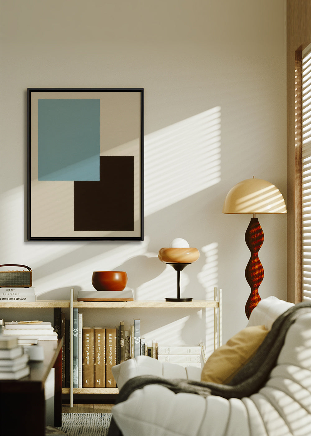 Sky and Slate - Framed canvas in an interior