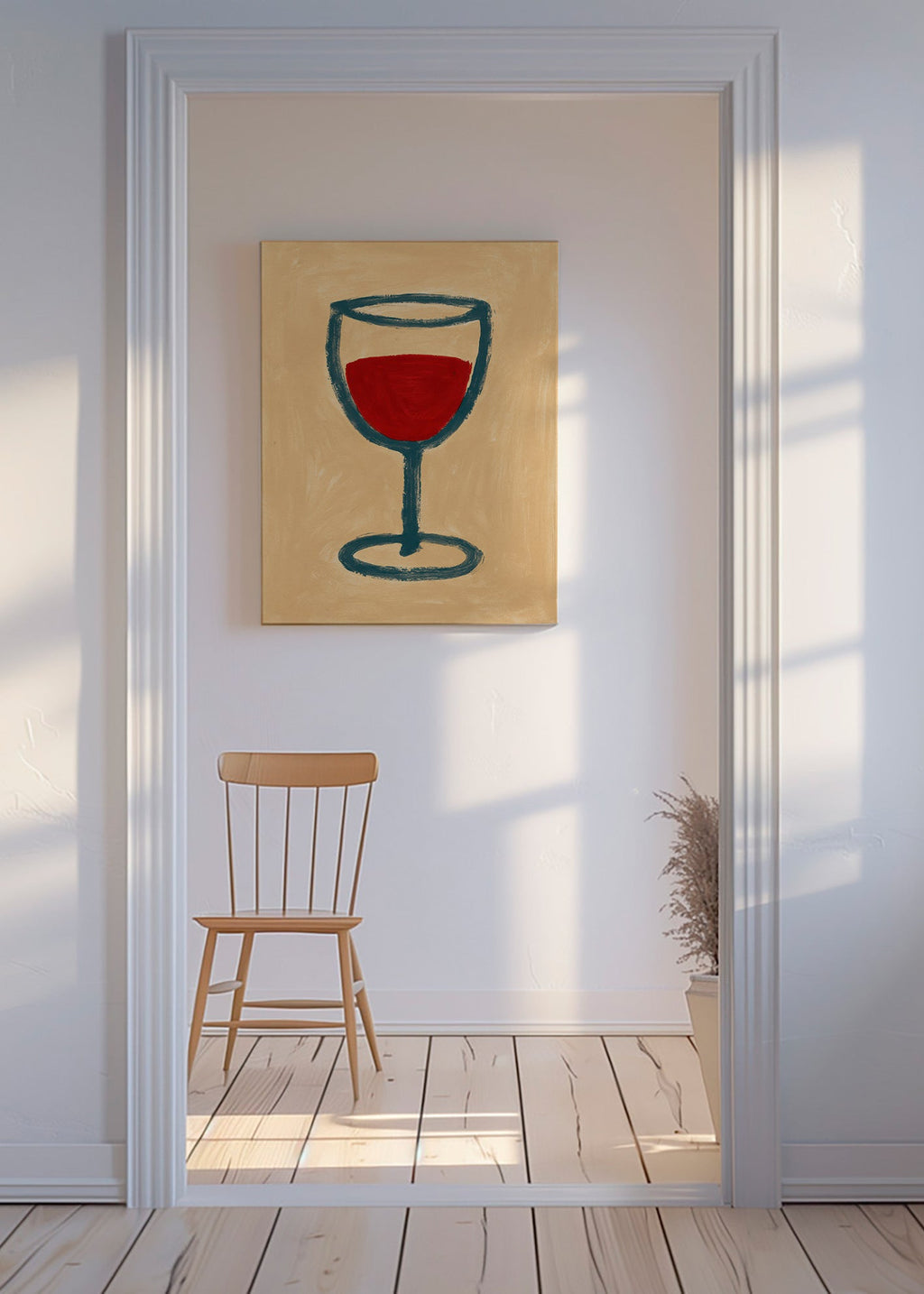 Cuadro de cocina con copa de vino minimalista – Canvas