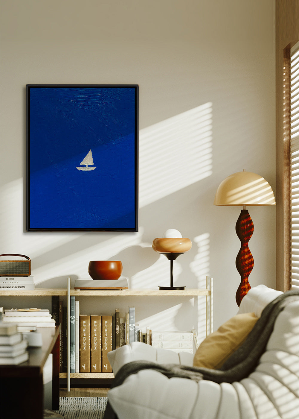 Cuadro de paisaje con velero minimalista – Canvas2