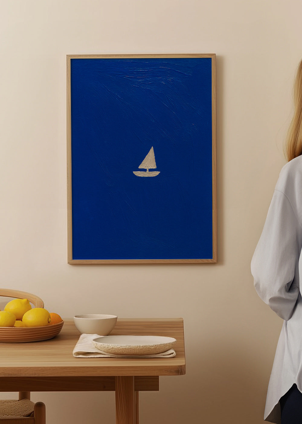 Cuadro de paisaje con velero minimalista – Product1