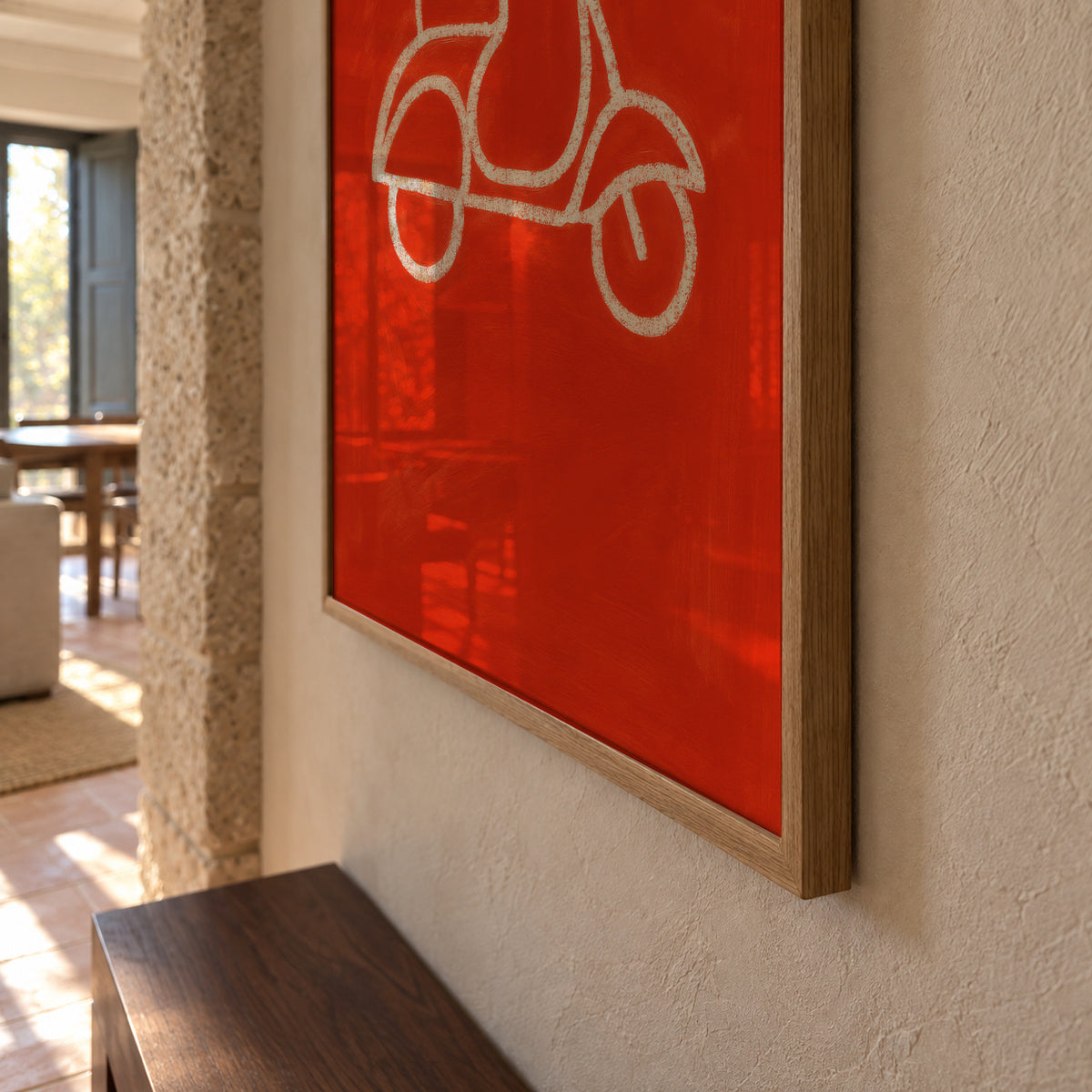 Red Scooter - Framed poster detail