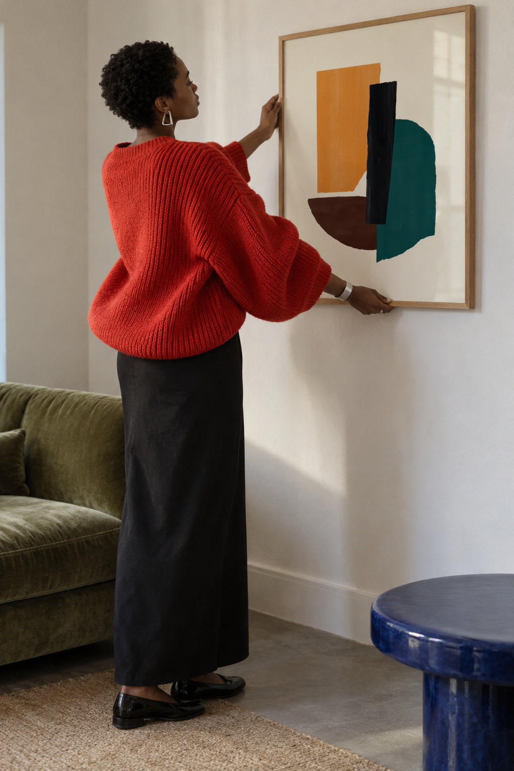 Ochre Balance - Framed poster in an interior