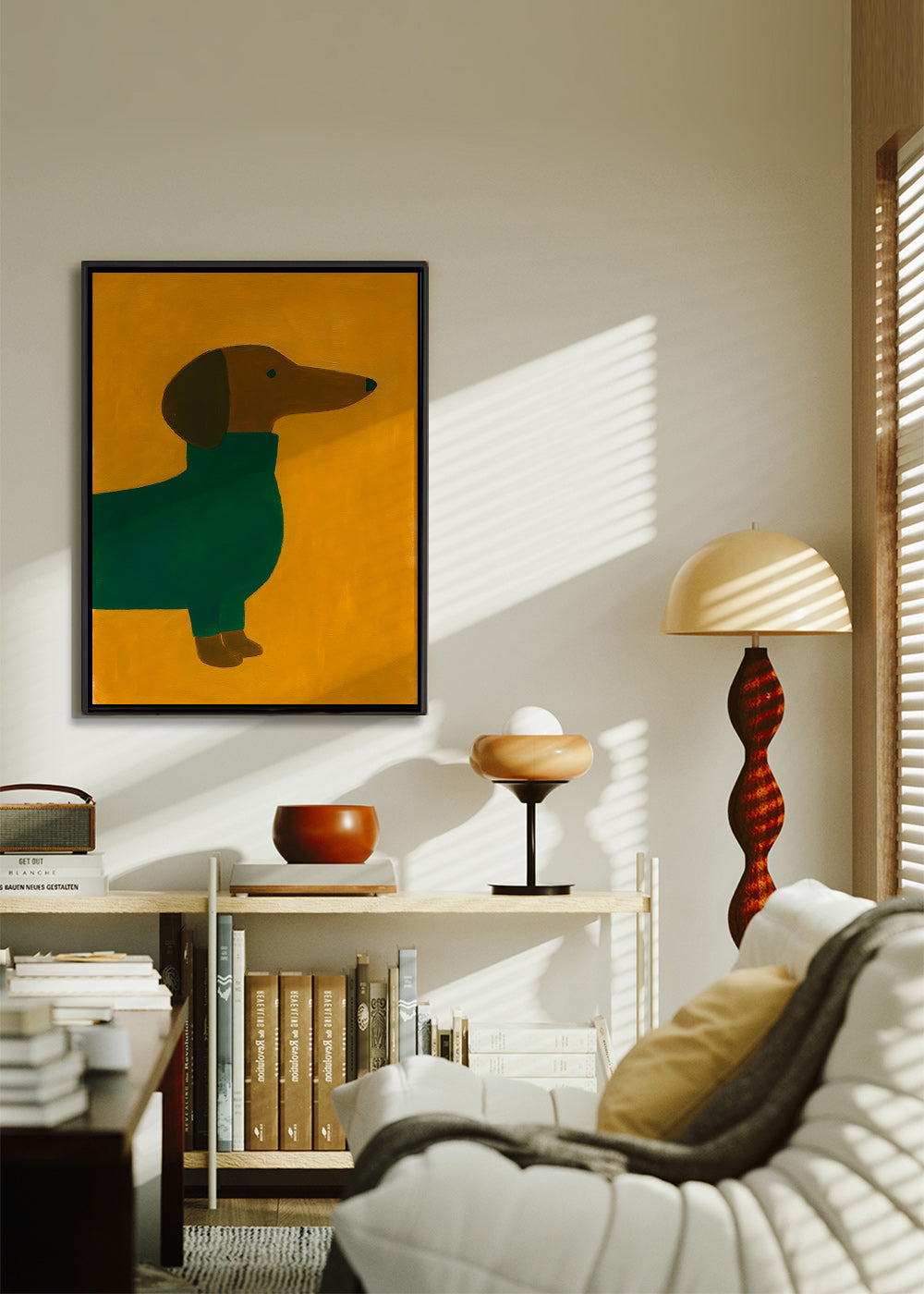 Cuadro perro salchicha en mostaza – Canvas2