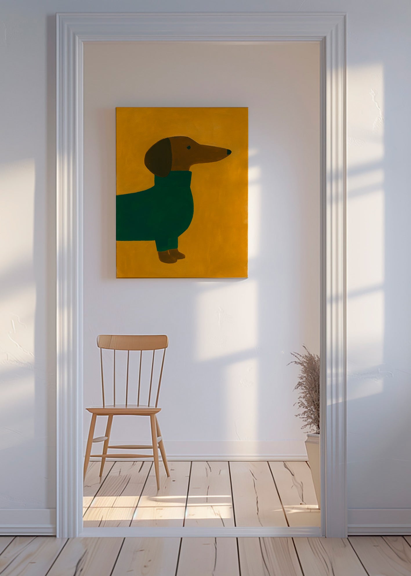 Cuadro perro salchicha en mostaza – Canvas