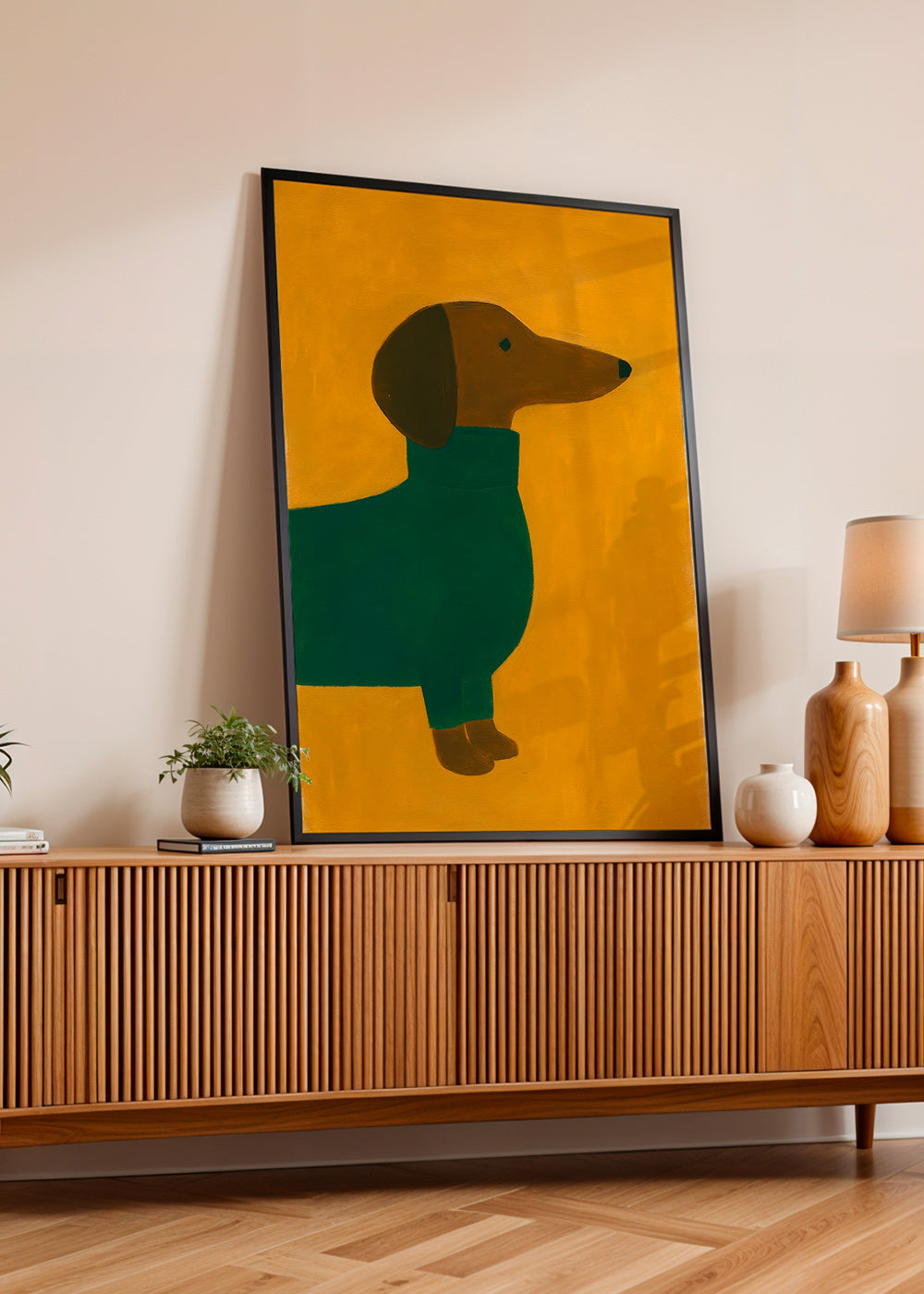 Cuadro perro salchicha en mostaza – Product1