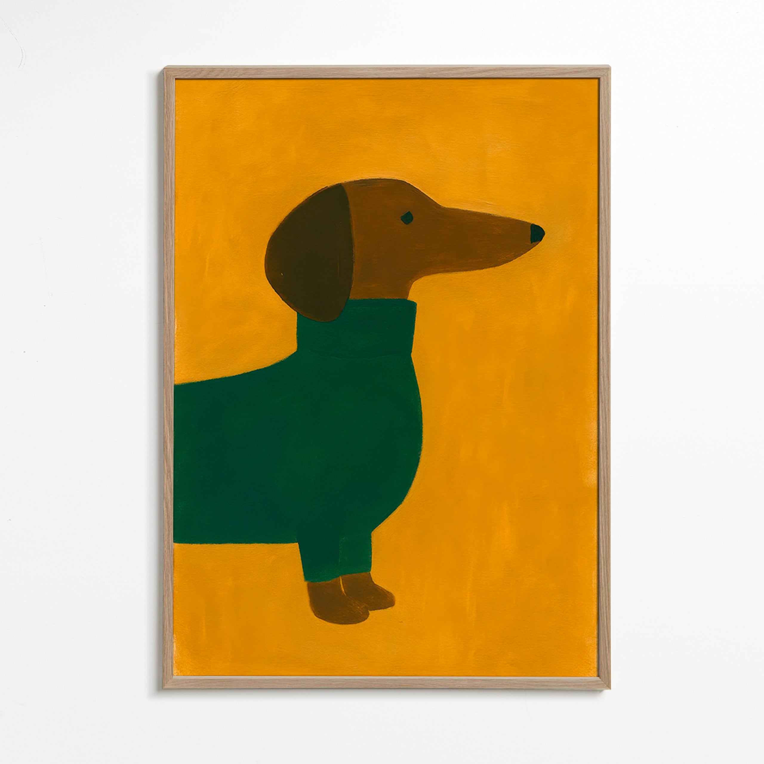 Cuadro perro salchicha en mostaza – Oak Frame