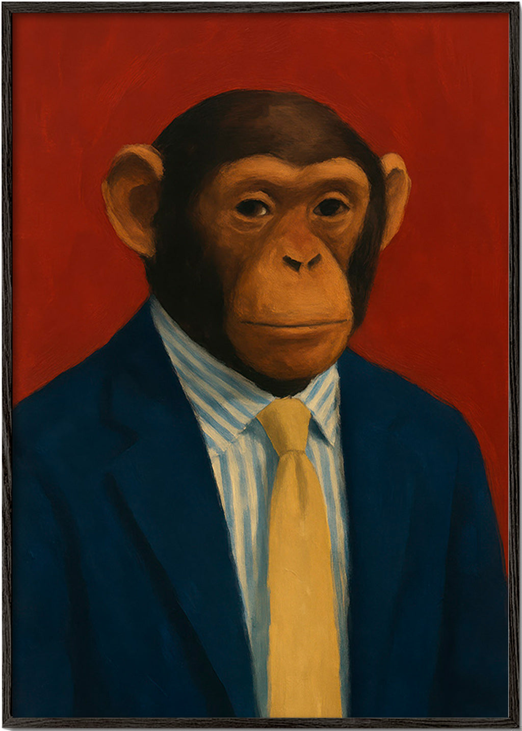 Cuadro chimpancé con traje y corbata – Black Frame