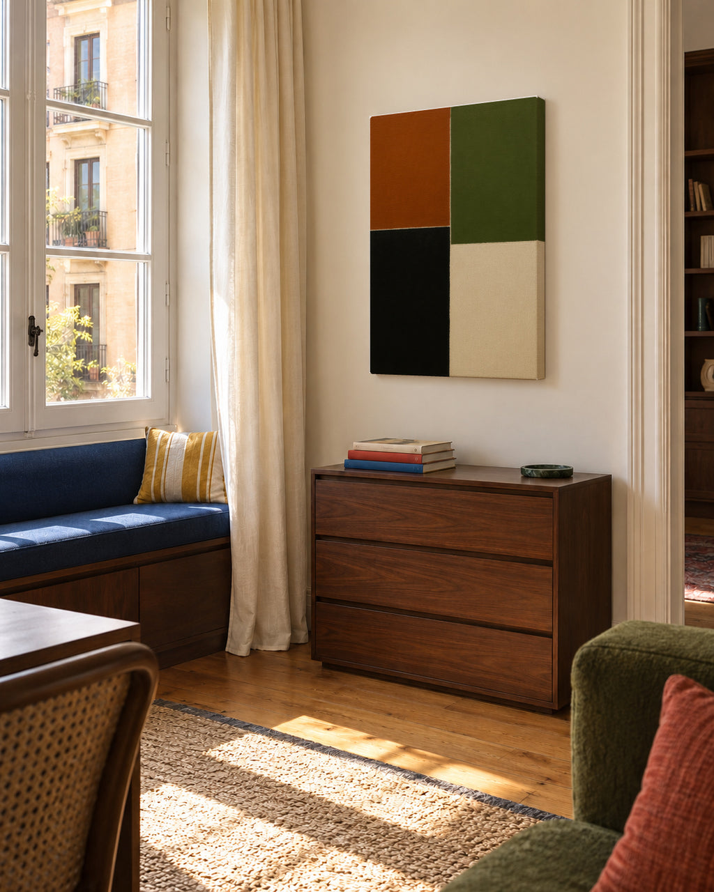 Field Composition I - Unframed canvas in an interior