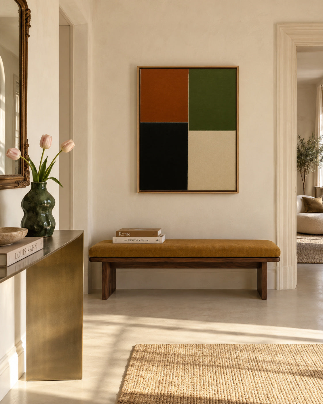 Field Composition I - Framed canvas in an interior