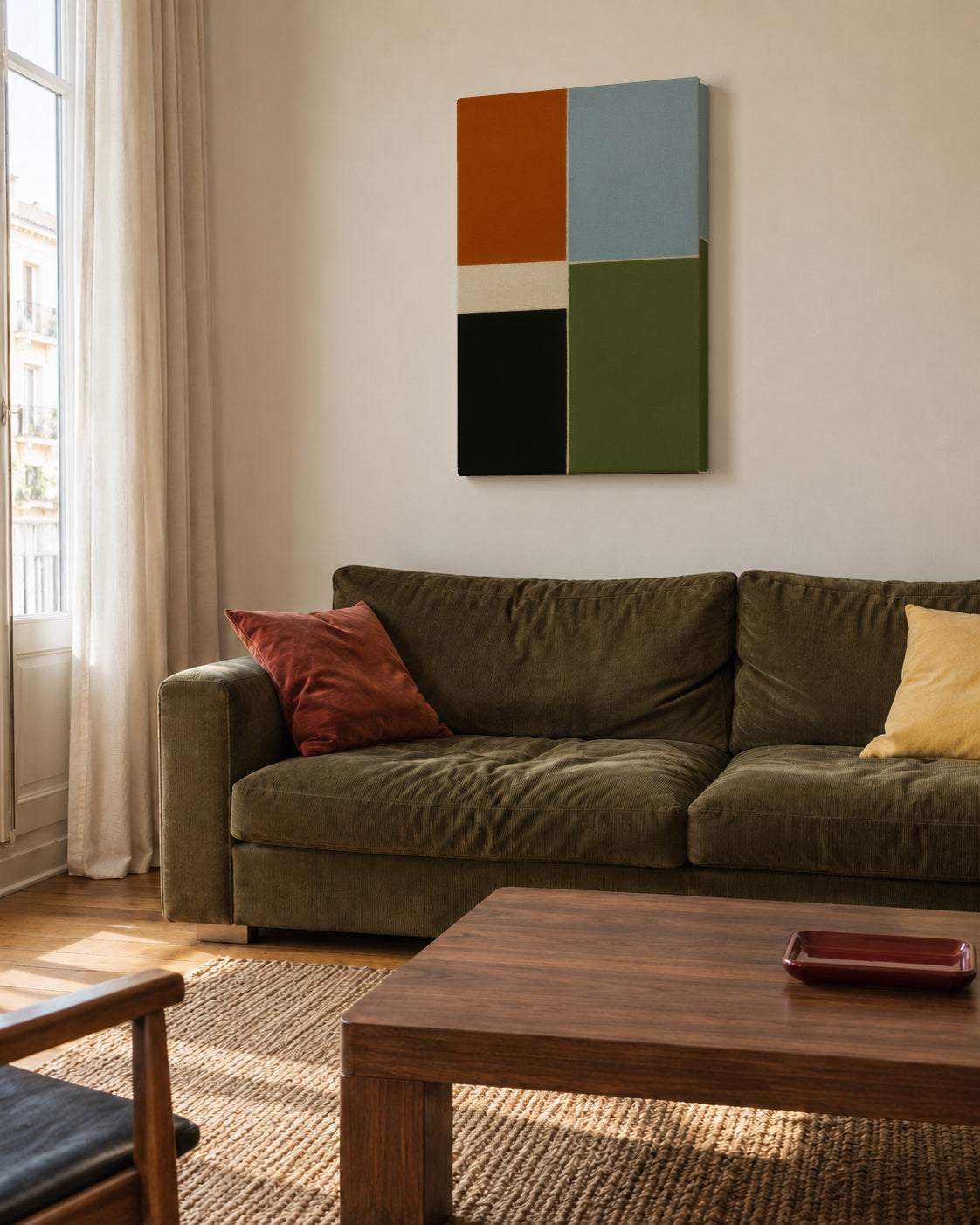 Field Composition III - Unframed canvas in an interior