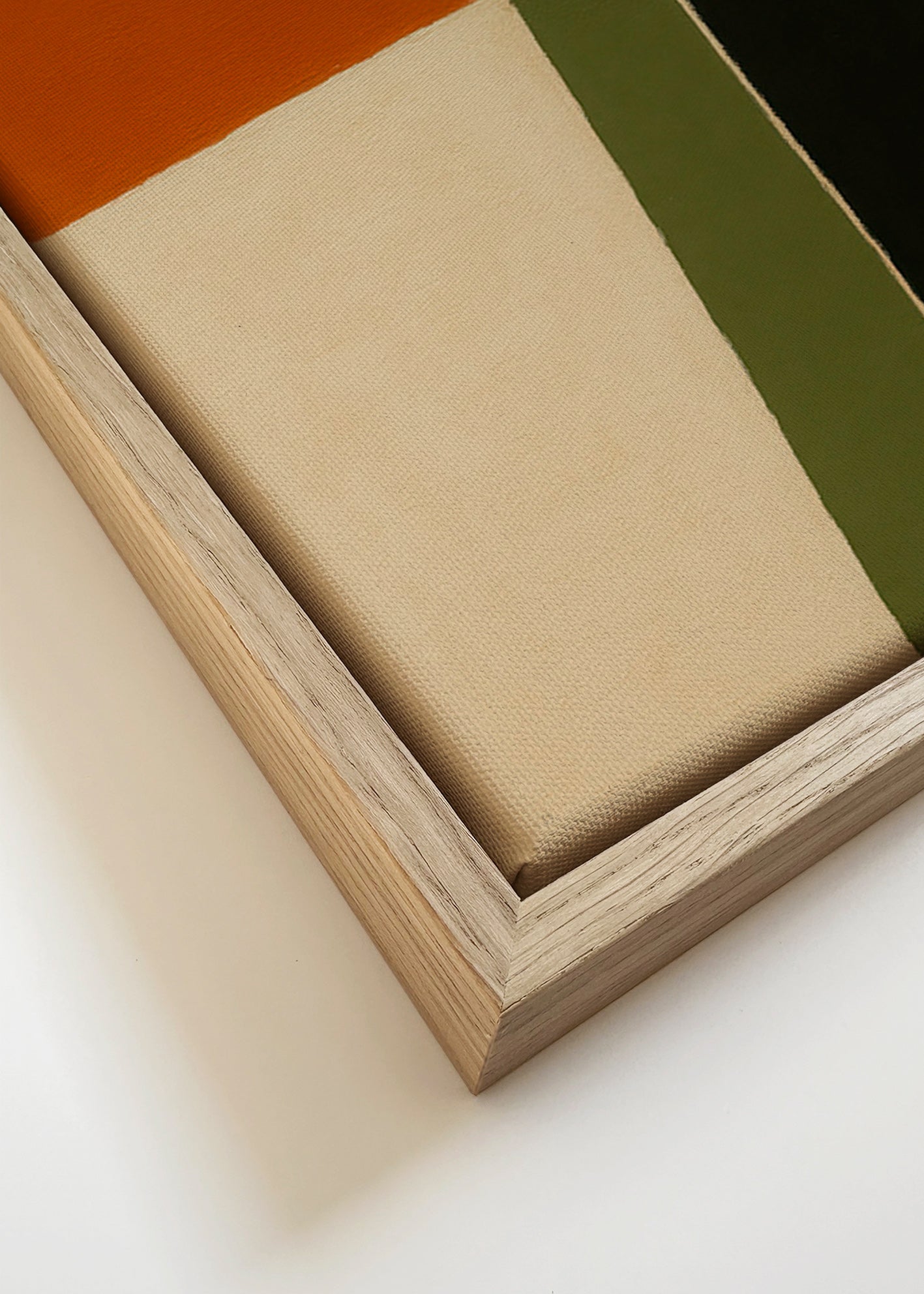 Cuadro geométrico con bloques terrosos y marinos – Canvas detail