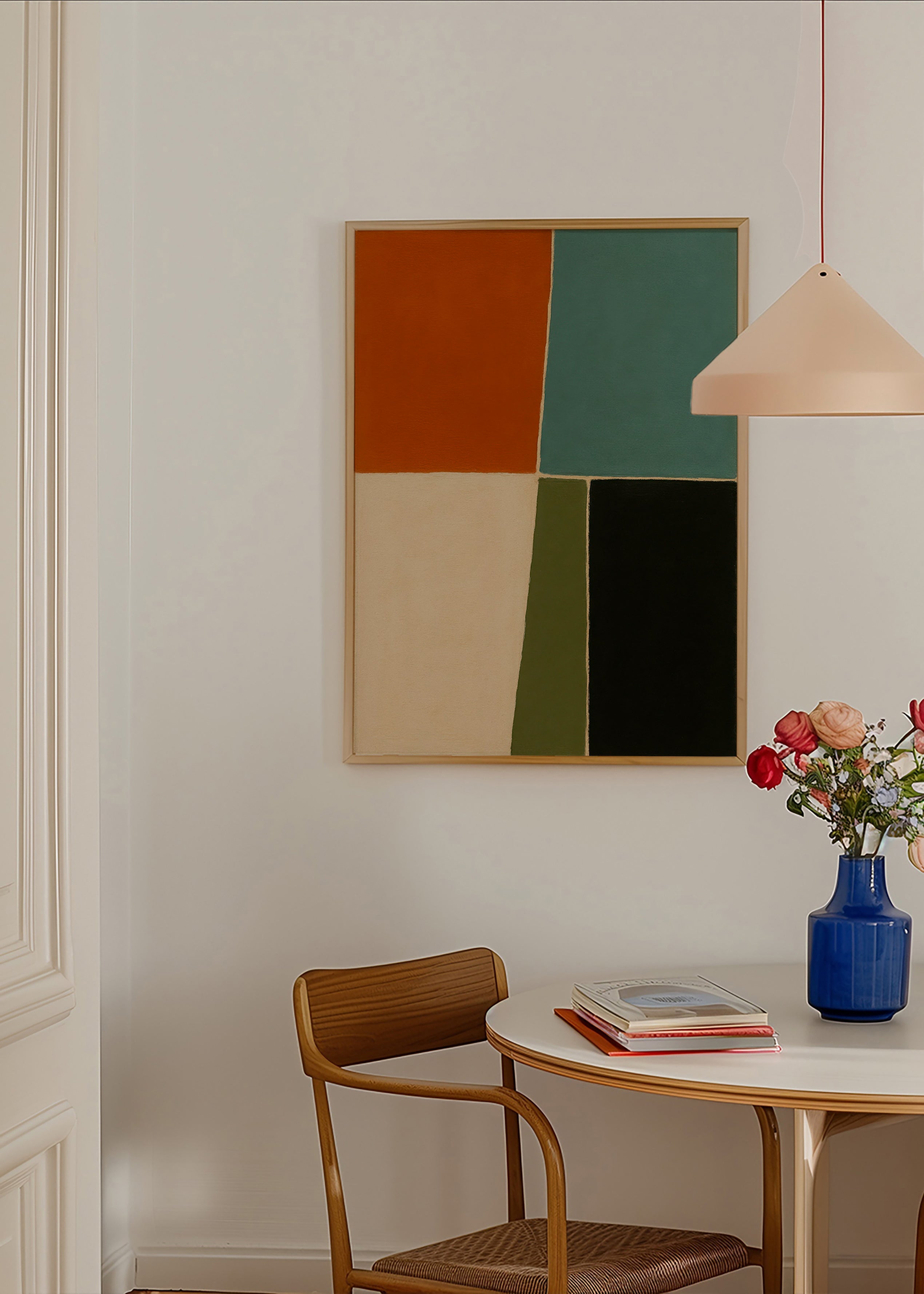 Cuadro geométrico con bloques terrosos y marinos – Product2