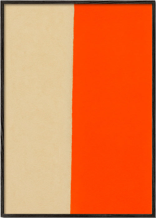 Cuadro minimalista con banda naranja vertical – Black Frame