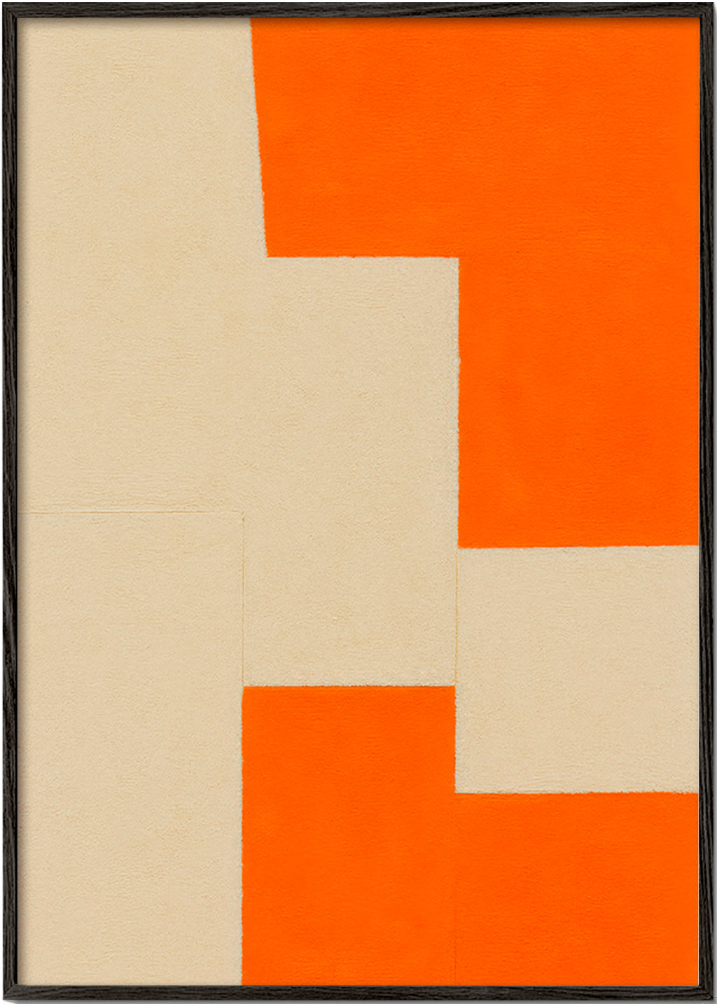 Cuadro geométrico en bloques beige y naranja – Black Frame