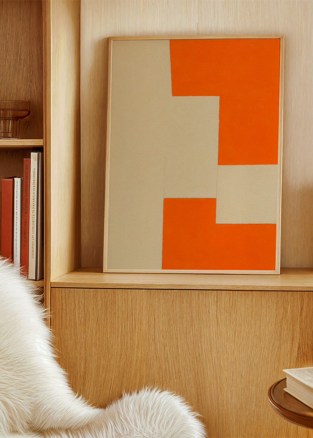 Cuadro geométrico en bloques beige y naranja – Product2