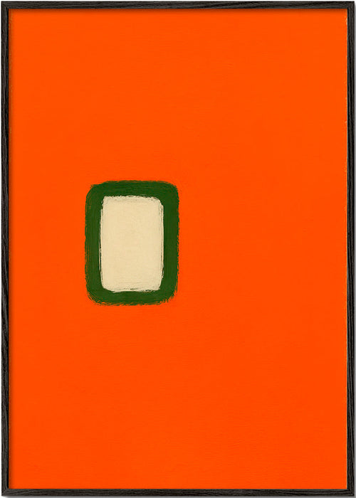 Cuadro minimalista naranja con rectángulo central – Black Frame
