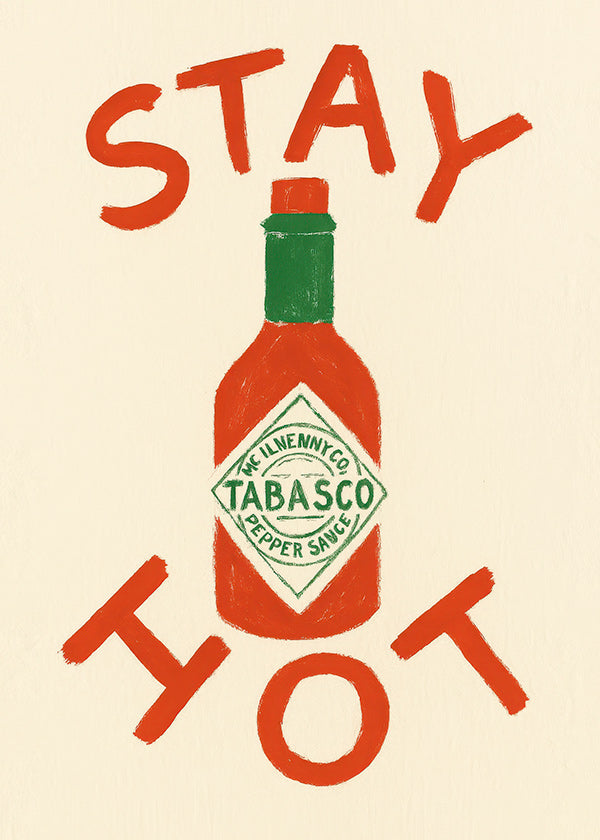 Cuadro de cocina Stay Hot con botella ilustrada