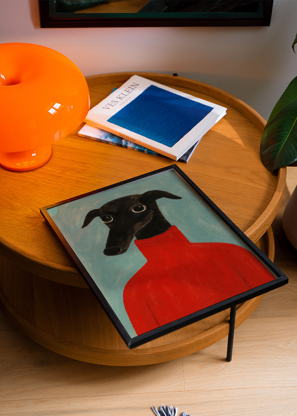 Crimson Portrait - Framed poster in an interior