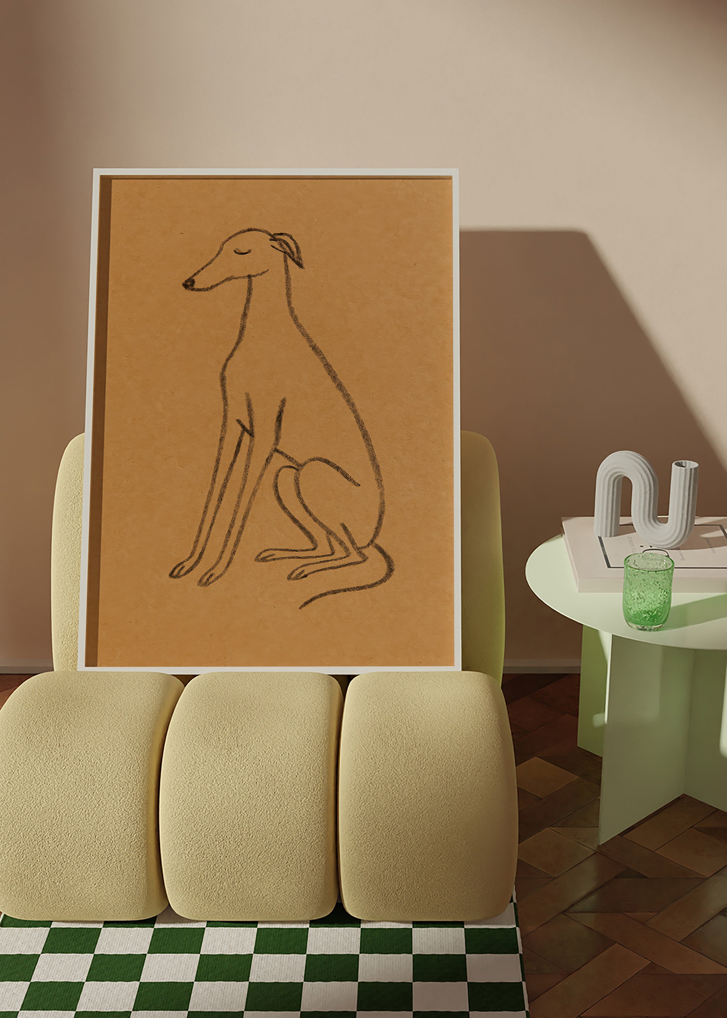 Cuadro silueta de galgo en línea minimal – Product1
