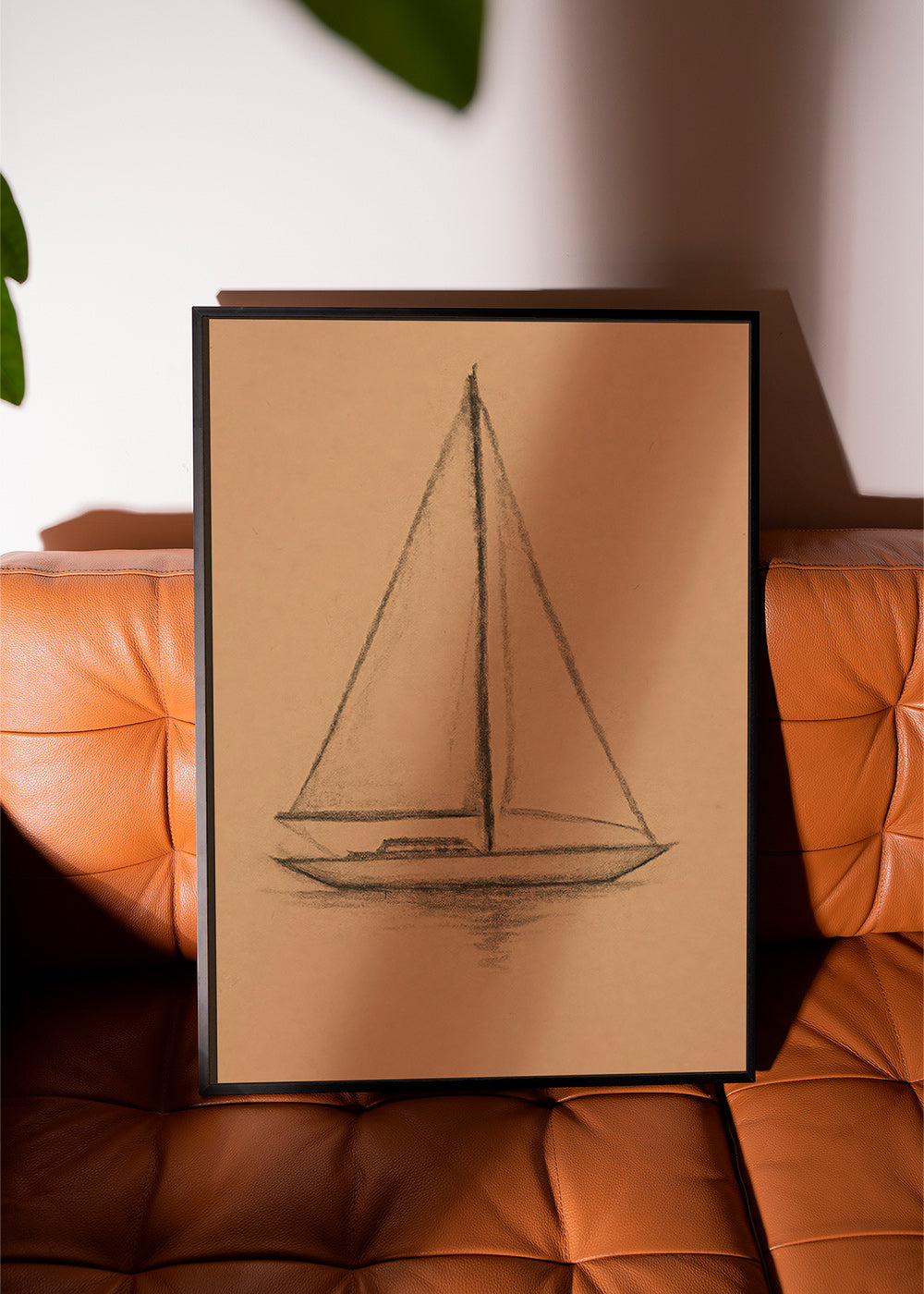 Cuadro en blanco y negro: velero en carboncillo – Product1