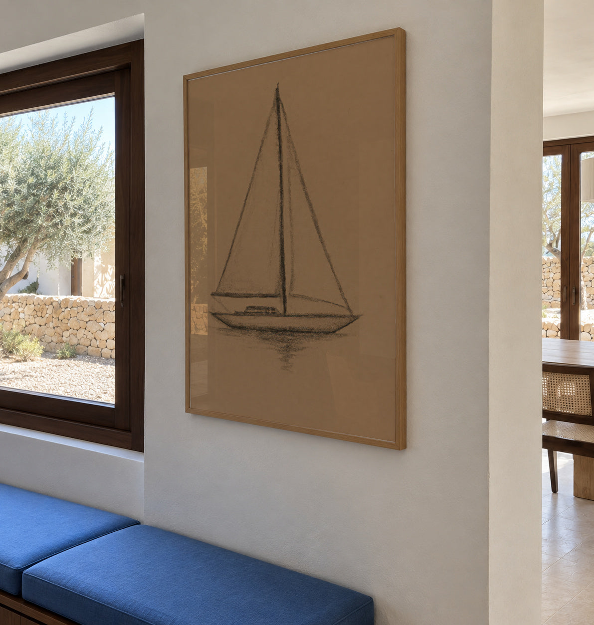 Charcoal Sails - Framed poster in an interior