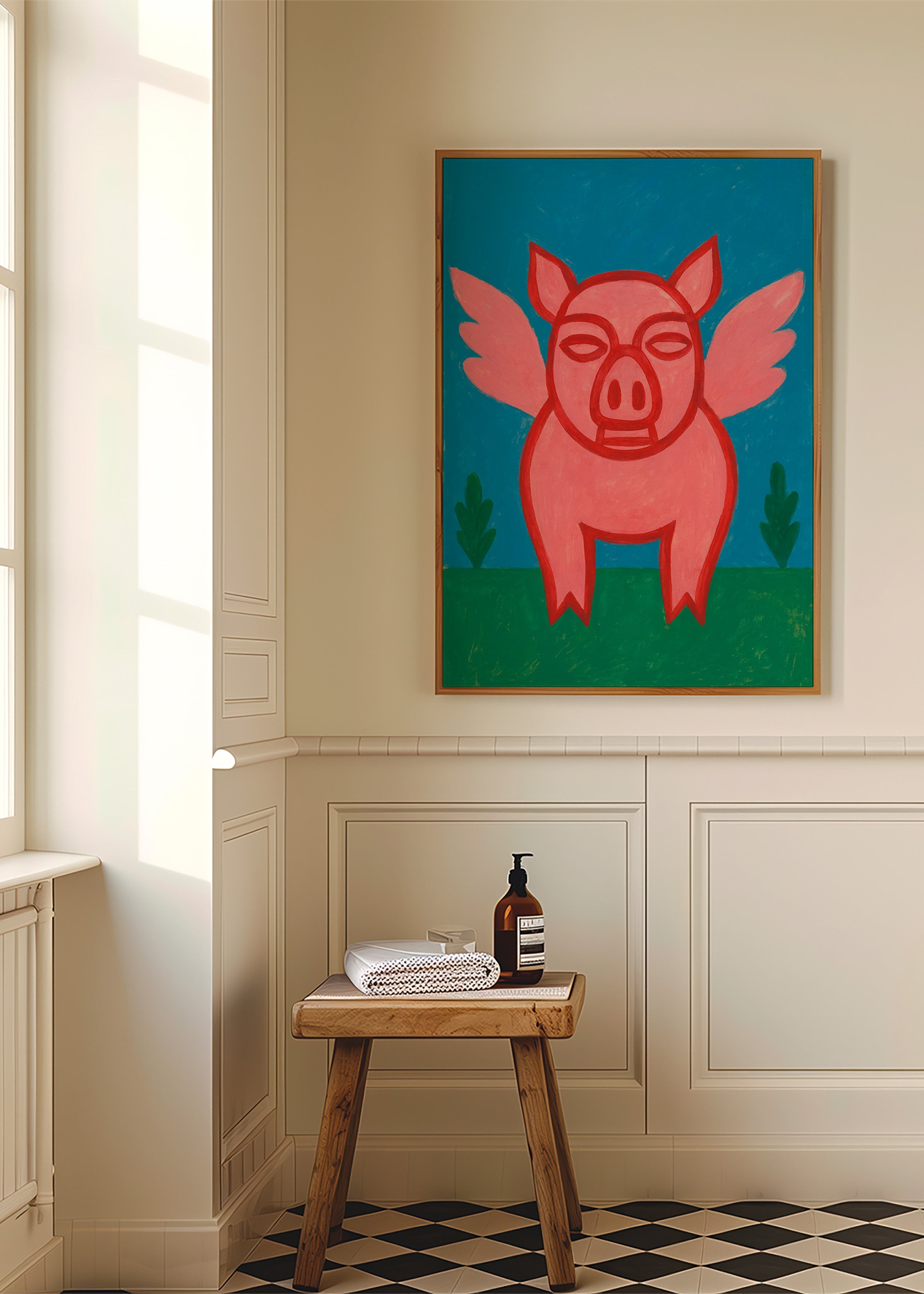 Cuadro cerdito alado en colores planos – Product3