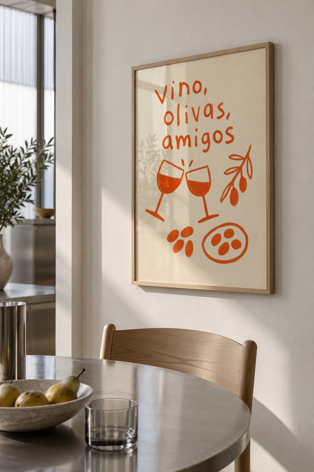 Friends & Olives - Framed poster in an interior