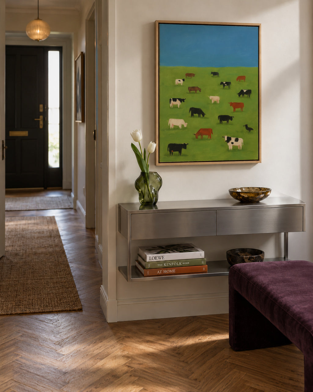 Grazing Field - Framed canvas in an interior