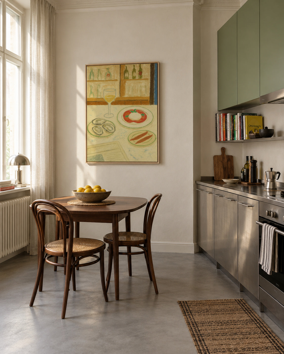 Oysters & Burrata - Framed canvas in an interior