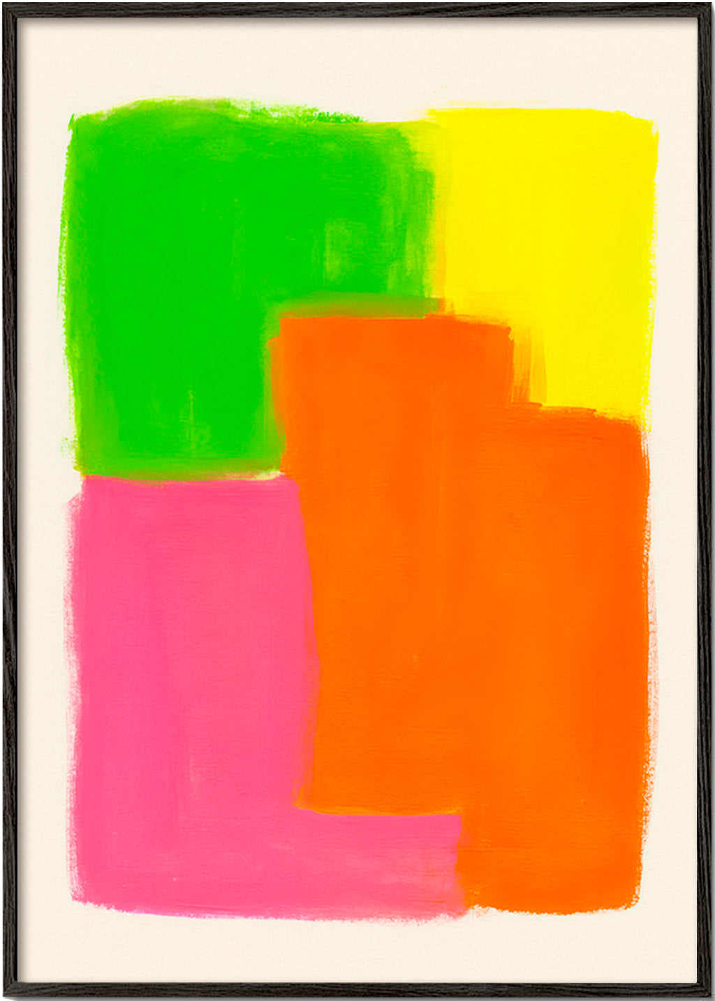 Cuadro abstracto con bloques de color vibrante – Black Frame