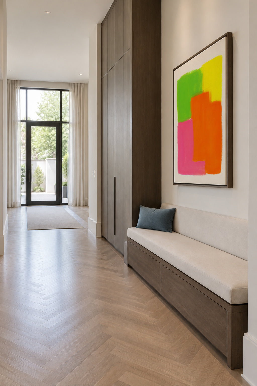 Neon Pulse I - Framed canvas in an interior