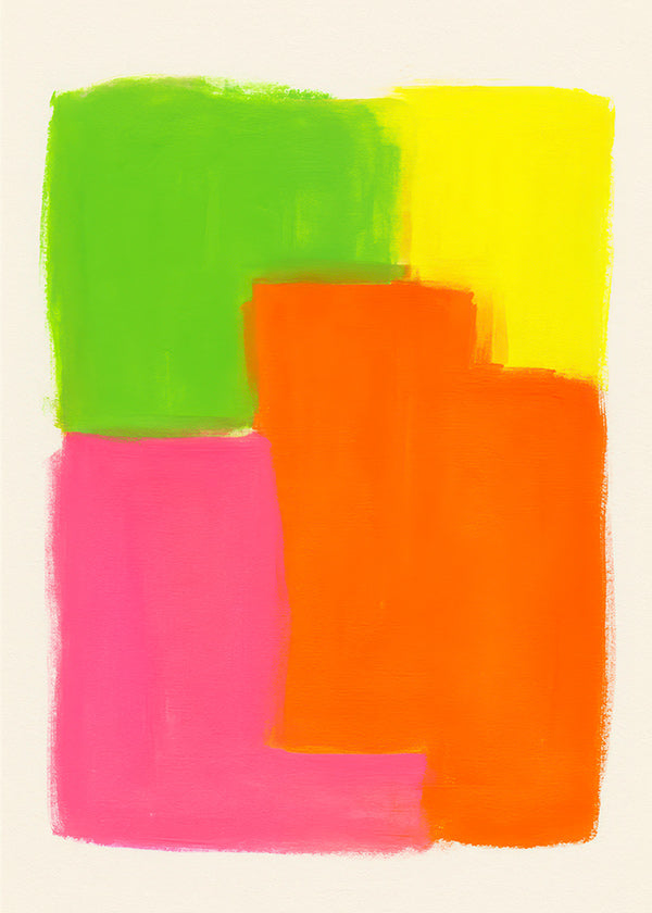 Cuadro abstracto con bloques de color vibrante