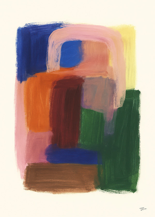 Cuadro abstracto con trazos coloridos