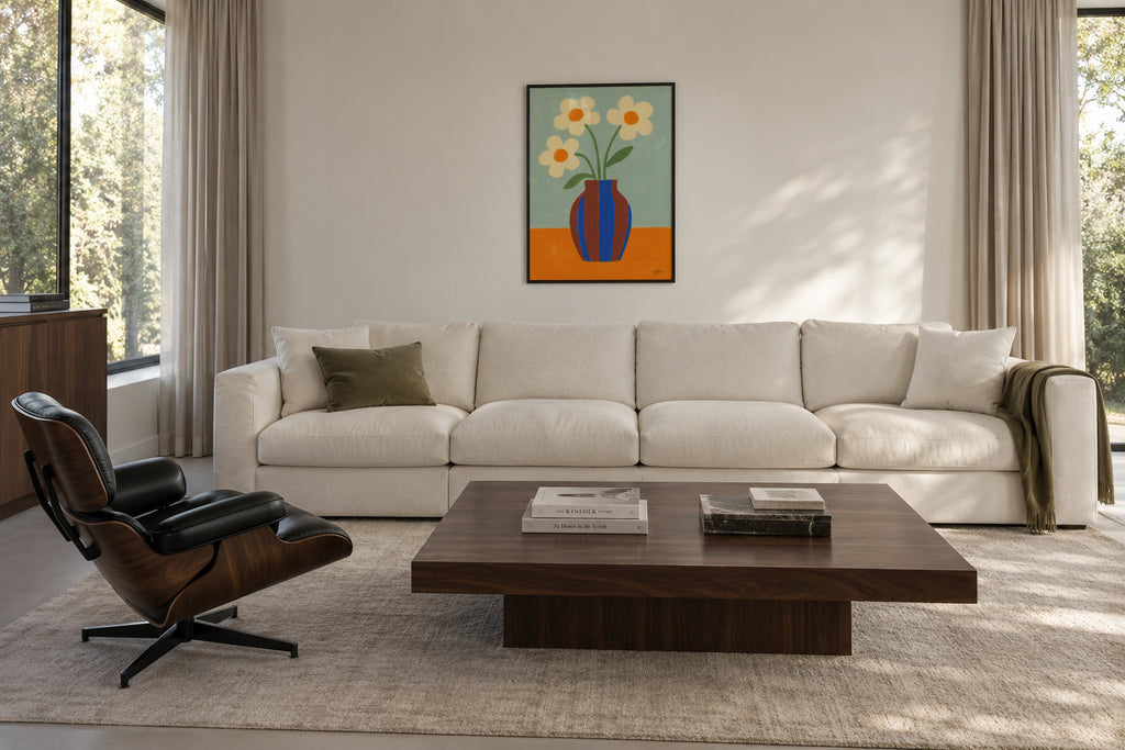 Blue Striped Vase - Framed poster in an interior