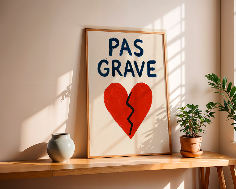 Ilustración corazón roto con texto Pas Grave – Product2